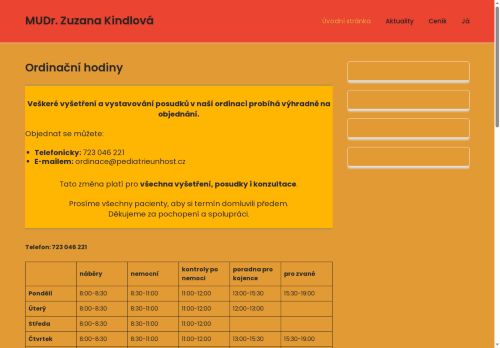 Zobrazit webové stránky Praktický lékař pro děti a dorost - MUDr. Zuzana Kindlová