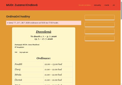 Zobrazit webové stránky Praktický lékař pro děti a dorost - MUDr. Zuzana Kindlová