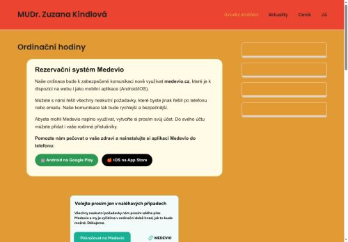 Zobrazit webové stránky Praktický lékař pro děti a dorost - MUDr. Zuzana Kindlová