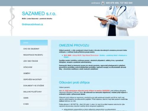 Praktický lékař pro dospělé - MUDr. Linda Sázavská