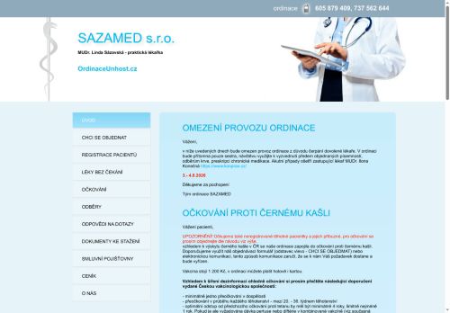 Zobrazit webové stránky Praktický lékař pro dospělé - MUDr. Linda Sázavská