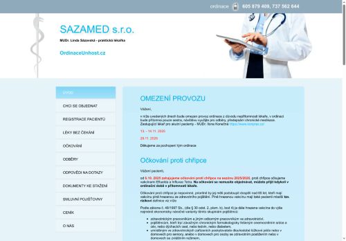 Zobrazit webové stránky Praktický lékař pro dospělé - MUDr. Linda Sázavská