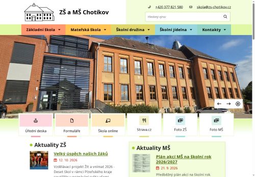 Základní škola a Mateřská škola Chotíkov, příspěvková organizace nabízí práci na pozici asistent pedagoga v obci Chotíkov
