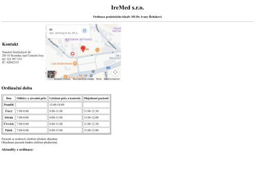 Zobrazit webové stránky Praktický lékař pro dospělé - MUDr. Ivana Řeháková