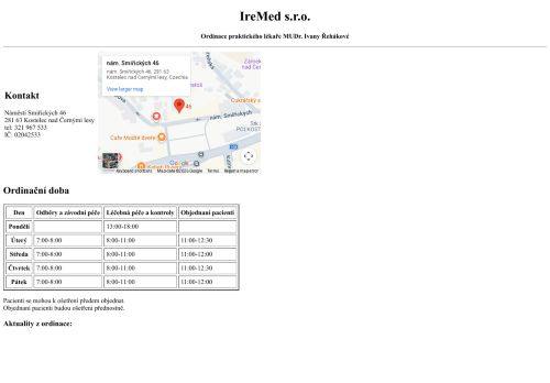 Zobrazit webové stránky Praktický lékař pro dospělé - MUDr. Ivana Řeháková