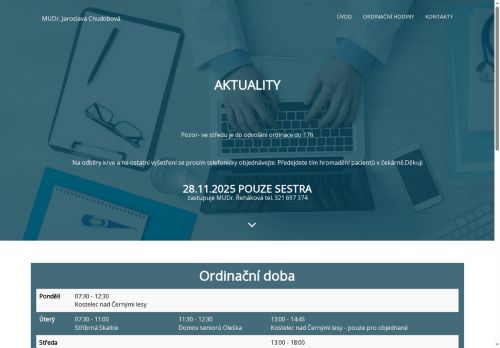 Zobrazit webové stránky Praktický lékař pro dospělé - MUDr. Jaroslava Chudobová