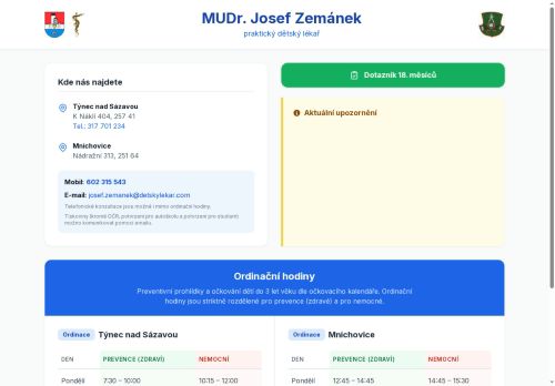 Zobrazit webové stránky Praktický lékař pro děti a dorost - MUDr. Josef Zemánek