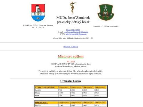 Praktický lékař pro děti a dorost - MUDr. Josef Zemánek