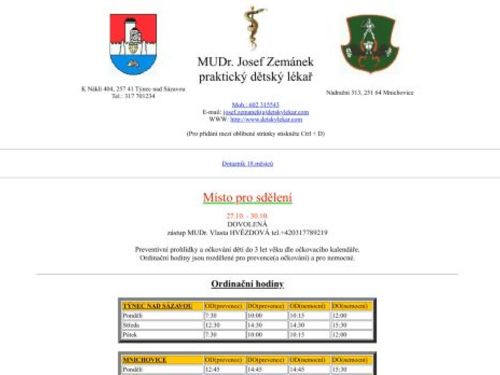 Praktický lékař pro děti a dorost - MUDr. Josef Zemánek