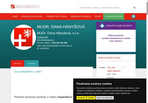 Zobrazit webové stránky Praktický lékař pro dospělé - MUDr. Dana Hányšová