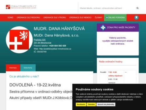 Praktický lékař pro dospělé - MUDr. Dana Hányšová