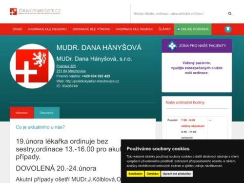 Praktický lékař pro dospělé - MUDr. Dana Hányšová