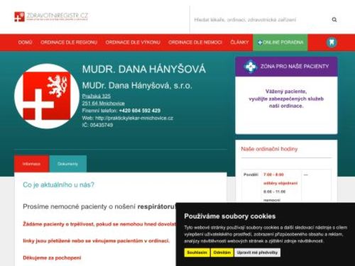Praktický lékař pro dospělé - MUDr. Dana Hányšová