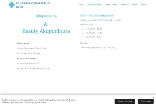 Zobrazit webové stránky Akupunktura - MUDr. Marcela Gregůrková