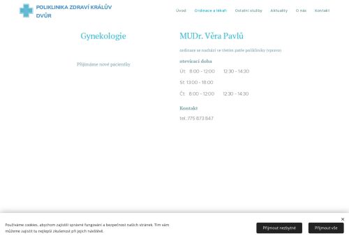 Zobrazit webové stránky Gynekologická ambulance - MUDr. Věra Pavlů