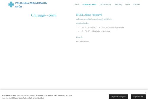 Zobrazit webové stránky Chirurgická a cévní ambulance - MUDr. Alena Frausová