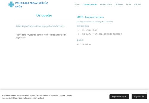 Zobrazit webové stránky Ortopedie - MUDr. Jaroslav Forman
