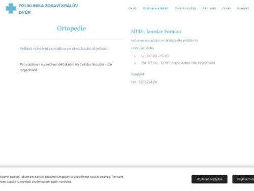 Ortopedie - MUDr. Jaroslav Forman