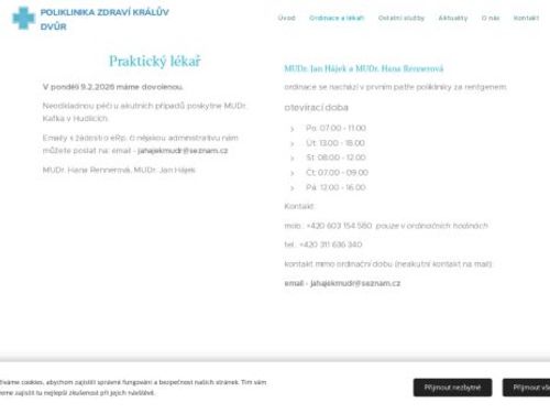 Praktický lékař pro dospělé - MUDr. Jan Hájek, MUDr. Hana Rennerová