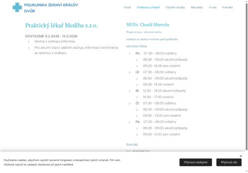 Zobrazit webové stránky Praktický lékař pro dospělé - MUDr. Marcela Chudá