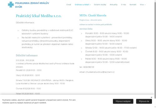 Zobrazit webové stránky Praktický lékař pro dospělé - MUDr. Marcela Chudá