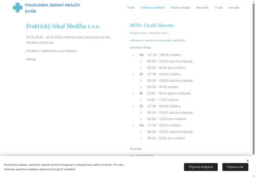 Zobrazit webové stránky Praktický lékař pro dospělé - MUDr. Marcela Chudá