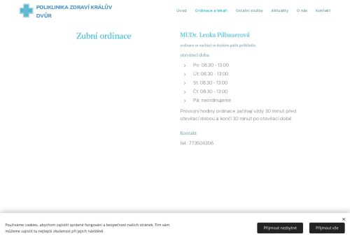 Zobrazit webové stránky Zubní ordinace - MUDr. Lenka Pilbauerová