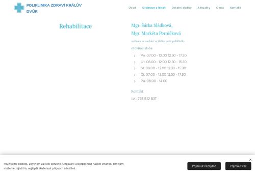 Zobrazit webové stránky Rehabilitace - Mgr. Šárka Sládková, Mgr. Markéta Perničková