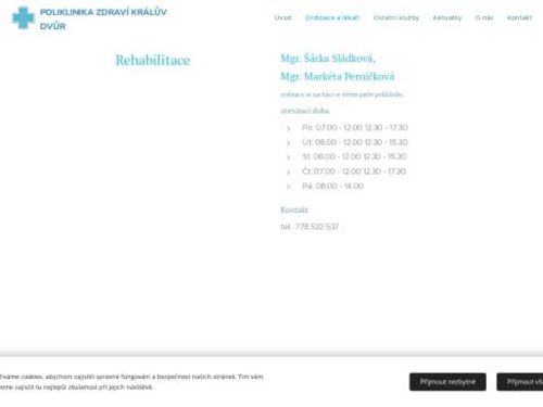 Rehabilitace - Mgr. Šárka Sládková, Mgr. Markéta Perničková