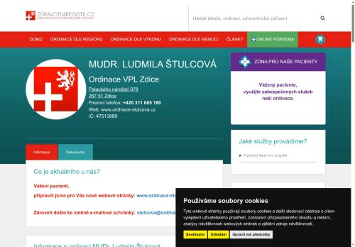 Zobrazit webové stránky Praktický lékař pro dospělé - MUDr. Ludmila Štulcová