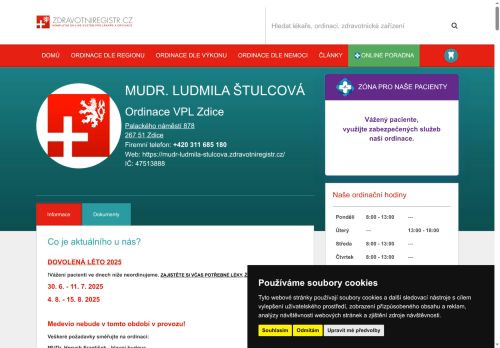 Zobrazit webové stránky Praktický lékař pro dospělé - MUDr. Ludmila Štulcová