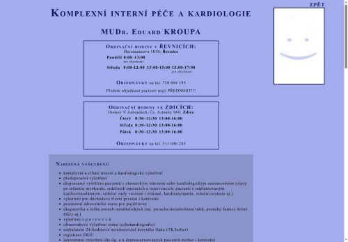 Zobrazit webové stránky Interní a kardiologická ambulance - MUDr. Eduard Kroupa