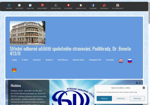 Webové stránky Střední odborné učiliště společného stravování, Poděbrady, Dr.Beneše 413/II, Poděbrady