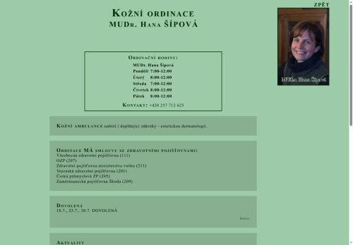 Zobrazit webové stránky Kožní ambulance - MUDr. Hana Šípová