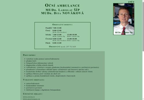 Zobrazit webové stránky Oční ambulance - MUDr. Ladislav Šíp, MUDr. Dita Nováková