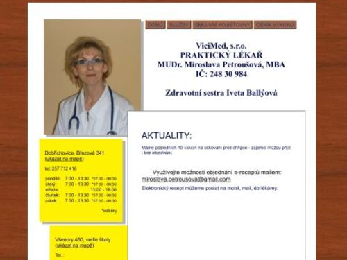 Praktický lékař pro dospělé - MUDr. Miroslava Petroušová, MBA