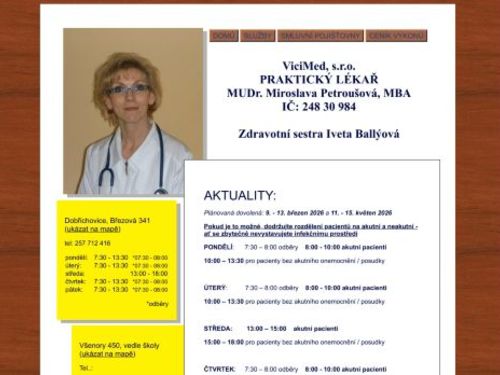 Praktický lékař pro dospělé - MUDr. Miroslava Petroušová, MBA