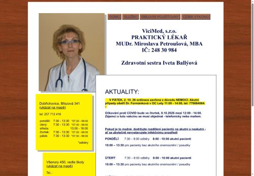 Zobrazit webové stránky Praktický lékař pro dospělé - MUDr. Miroslava Petroušová, MBA