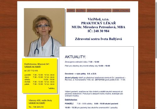 Zobrazit webové stránky Praktický lékař pro dospělé - MUDr. Miroslava Petroušová, MBA