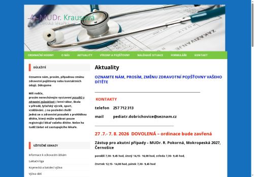 Zobrazit webové stránky Praktický lékař pro děti a dorost - MUDr. Vladislava Krausová