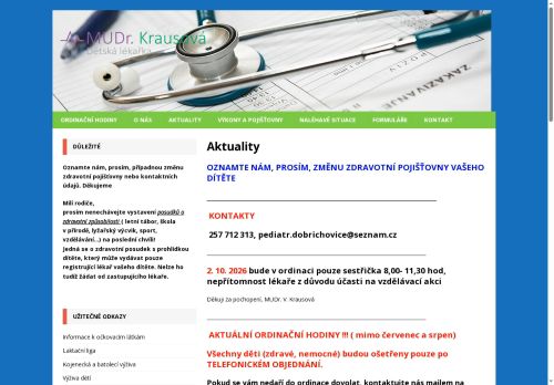 Zobrazit webové stránky Praktický lékař pro děti a dorost - MUDr. Vladislava Krausová