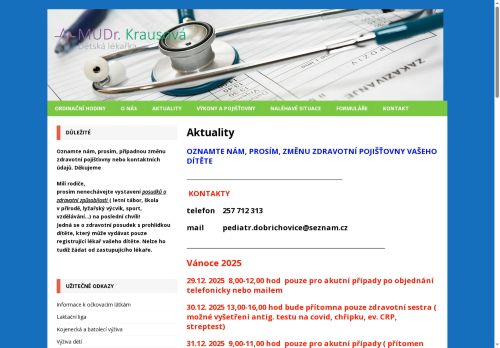 Zobrazit webové stránky Praktický lékař pro děti a dorost - MUDr. Vladislava Krausová