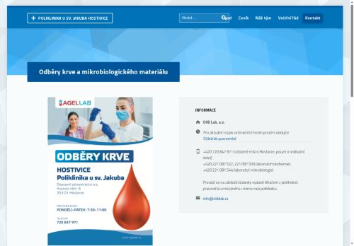 Zobrazit webové stránky OKB Lab - odběrové místo Hostivice