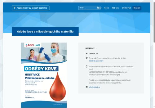 Zobrazit webové stránky OKB Lab - odběrové místo Hostivice