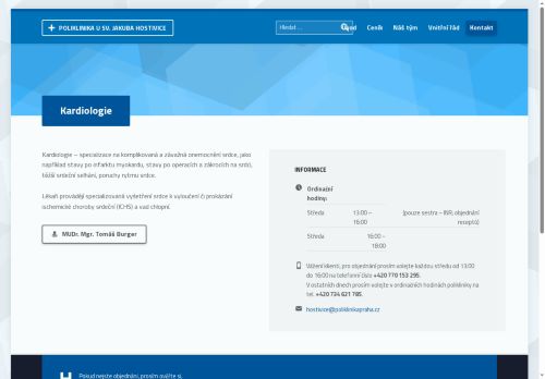 Zobrazit webové stránky Kardiologická ambulance - MUDr. Mgr. Tomáš Burger
