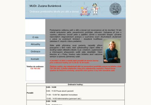 Zobrazit webové stránky Praktický lékař pro děti a dorost - MUDr. Zuzana Buriánková
