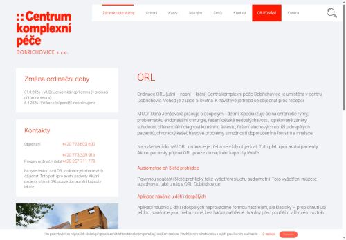 Zobrazit webové stránky ORL ambulance CKP Dobřichovice - MUDr. Dana Jenšovská, MUDr. Karla Janoušková