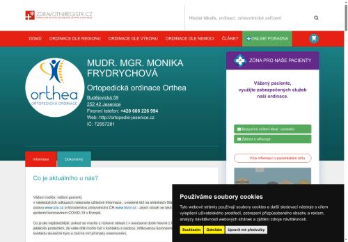 Zobrazit webové stránky Ortopedická ordinace Orthea - MUDr. Mgr. Monika Frydrychová
