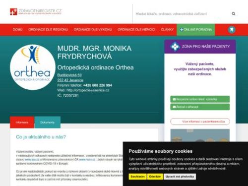 Ortopedická ordinace Orthea - MUDr. Mgr. Monika Frydrychová