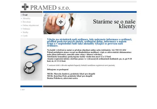 Zobrazit webové stránky Praktický lékař pro dospělé PRAMED - MUDr. Marcela Jandová, MUDr. Kateřina Petit